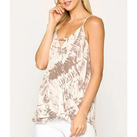 Gigio Tank Top S small Tie Dye Mustard yellow Surplice Boho - Picture 2 of 5